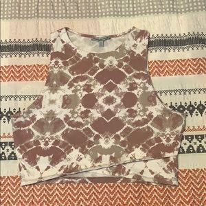 Mauve white and tan crop top